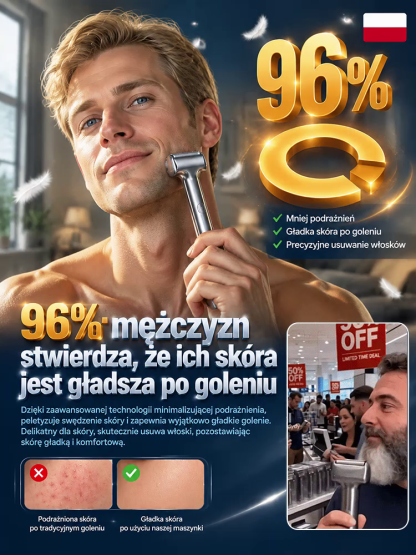 👍Wielofunkcyjna Golarka Foliowa 3w1 | Wodoodporna i Cicha | Gładka Skóra Bez Podrażnień