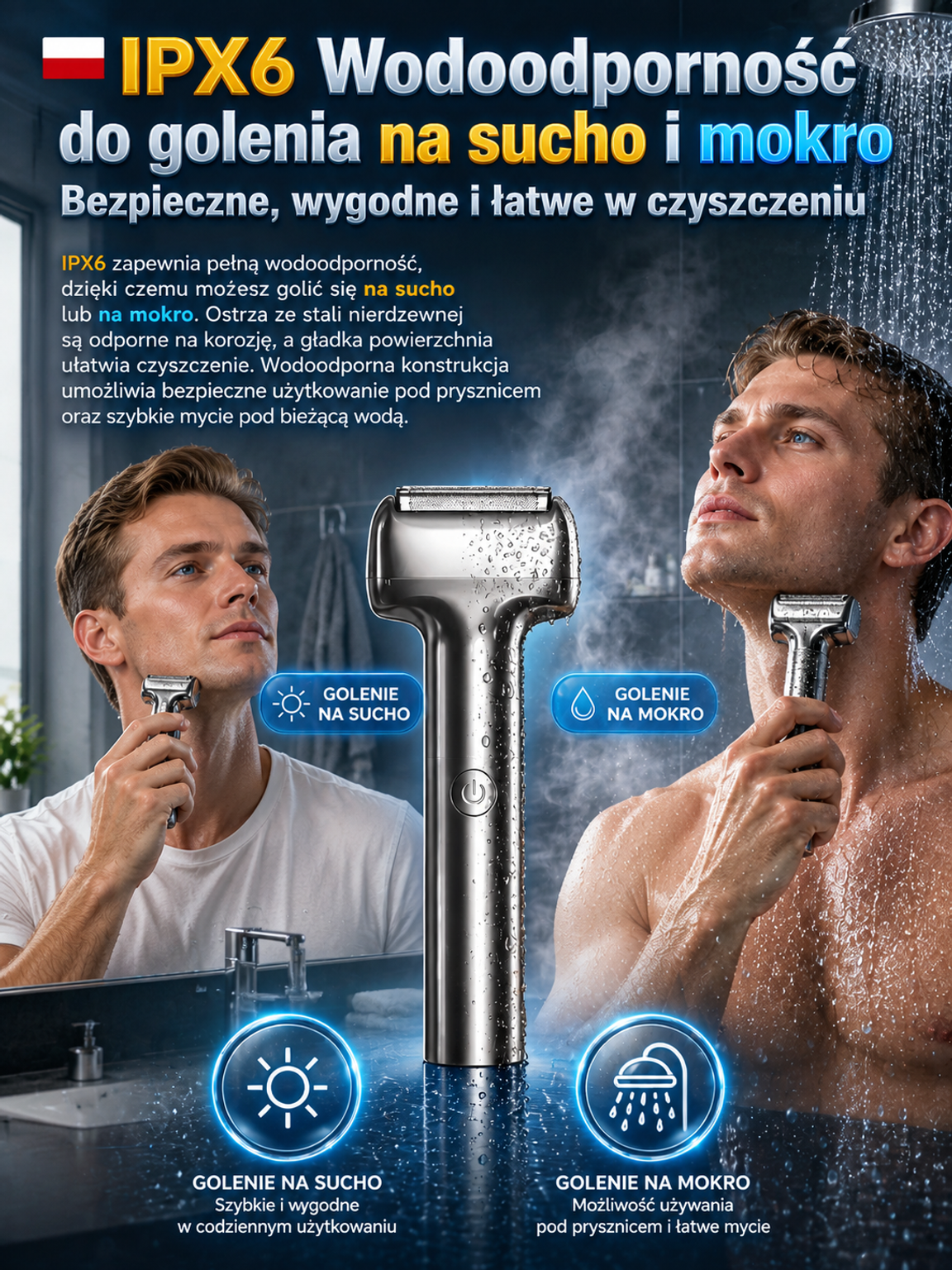 👍Wielofunkcyjna Golarka Foliowa 3w1 | Wodoodporna i Cicha | Gładka Skóra Bez Podrażnień
