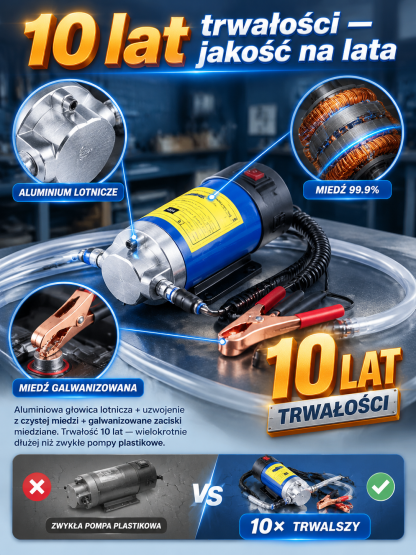 👍Uniwersalna Pompa Do Wymiany Oleju Przez Bagnet– zasilanie z akumulatora 12V/24V – Wymiana w 3 Minuty Bez Podnośnika | Zestaw Warsztatowy