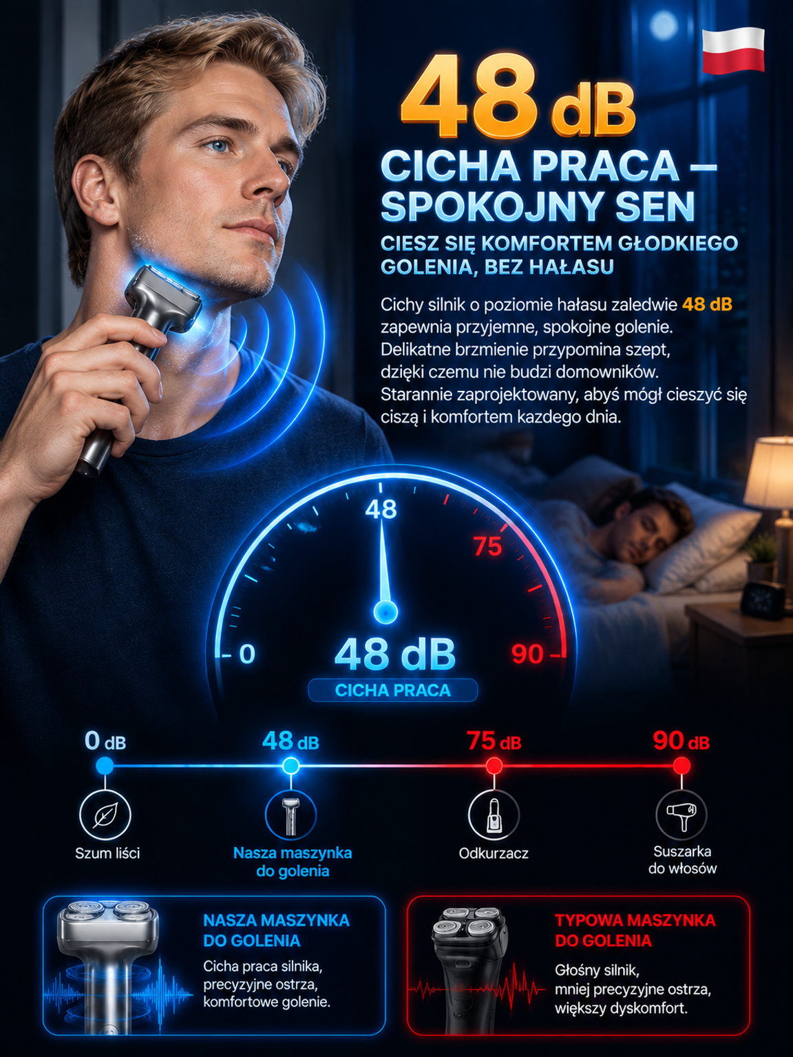 👍Wielofunkcyjna Golarka Foliowa 3w1 | Wodoodporna i Cicha | Gładka Skóra Bez Podrażnień