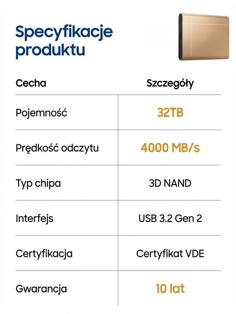 【Uniwersalny dla telefonów i komputerów】Wysokiej prędkości przenośny dysk SSD