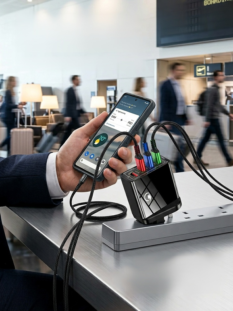 Four-Port Travel Charger for Extended Phone Battery Life