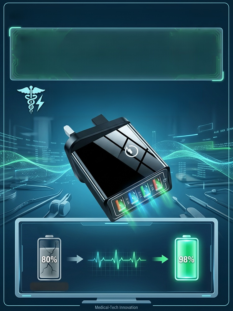 Four-Port Travel Charger for Extended Phone Battery Life