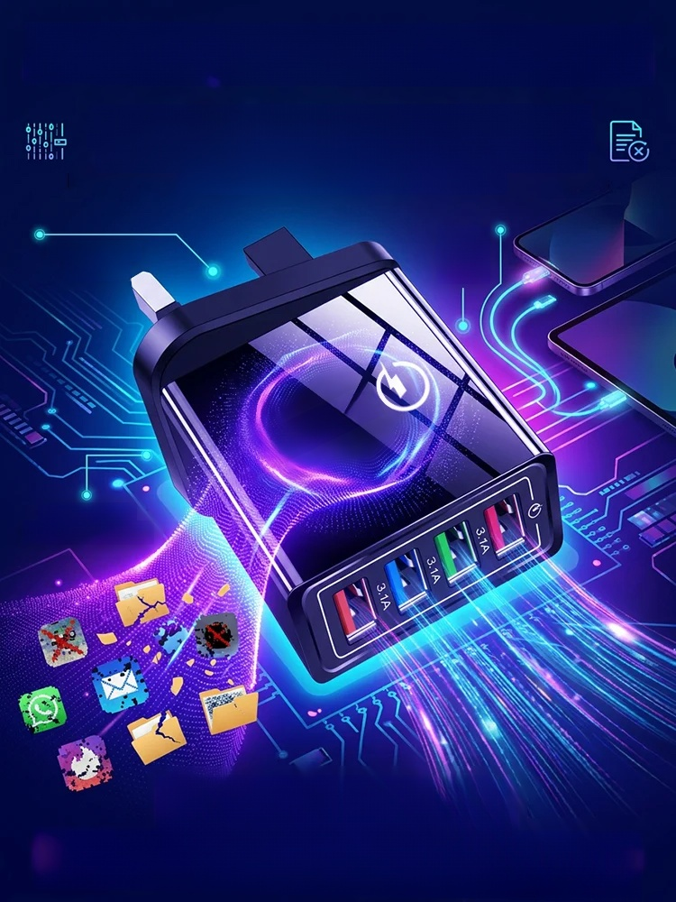 Four-Port Travel Charger for Extended Phone Battery Life