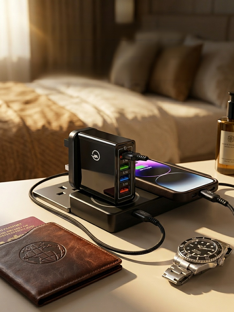 Four-Port Travel Charger for Extended Phone Battery Life