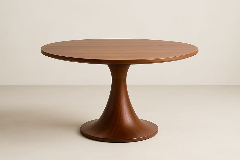 Table à manger ronde en bois Noyer diamètre 120 cm-Albahaven