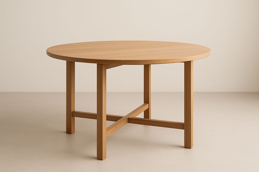 Table à manger ronde en chêne massif diamètre 120 cm-Albahaven