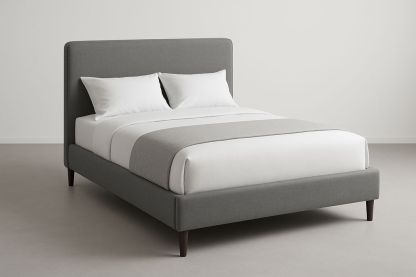 Lit en tissu gris 200 cm x 160 cm x 110 cm ( Matelas, oreillers et couette non inclus )-Albahaven