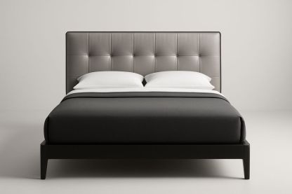 Lit double en cuir synthétique avec cadre en bois massif 200x160 cm-Albahaven