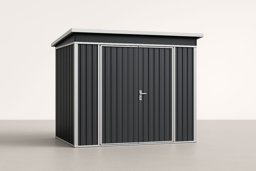 Abri de Jardin Métallique Noir en Acier Galvanisé 200x 200x 200 cm-Albahaven