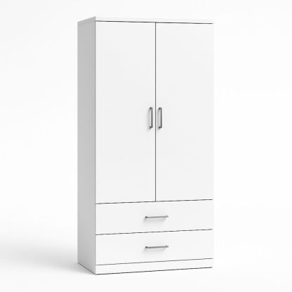 Armoire blanche avec portes et tiroirs en panneaux de particules-Albahaven