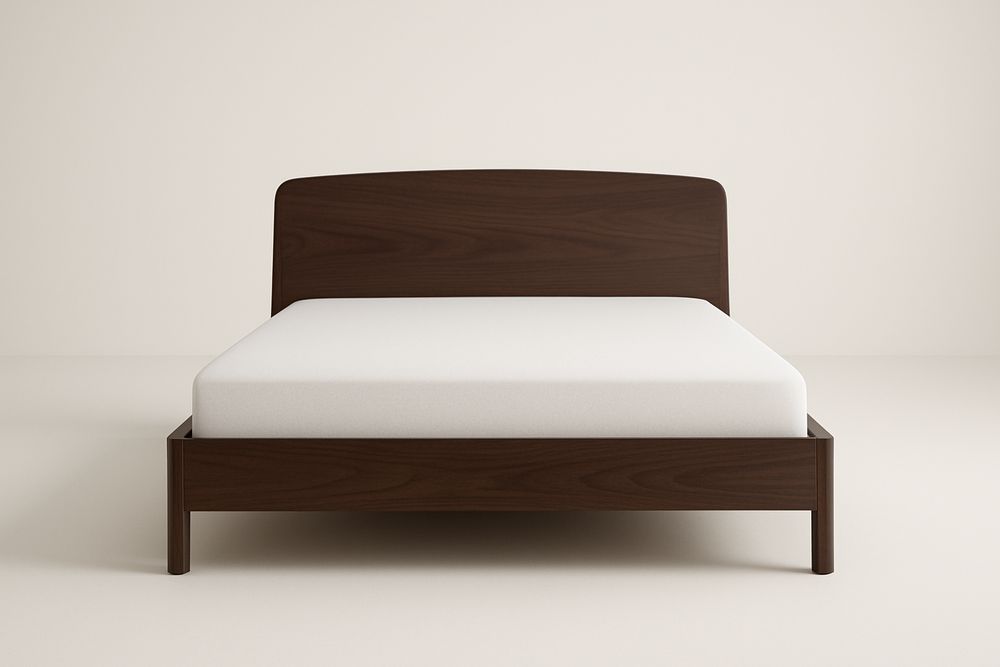 Lit double en bois massif marron avec matelas blanc-Albahaven