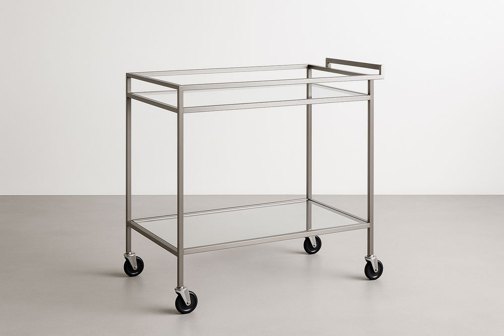 Chariot de service pour bar avec étagères en verre trempé 80x40x85 cm-Albahaven