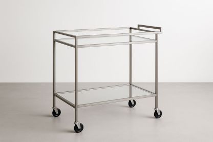 Chariot de service pour bar avec étagères en verre trempé 80x40x85 cm-Albahaven