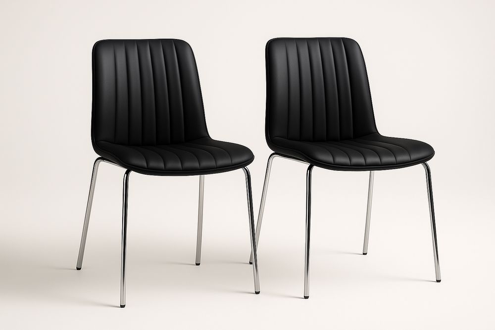 Chaises en PU avec pieds en acier chromé - Noir (Ensemble de 2)-Albahaven