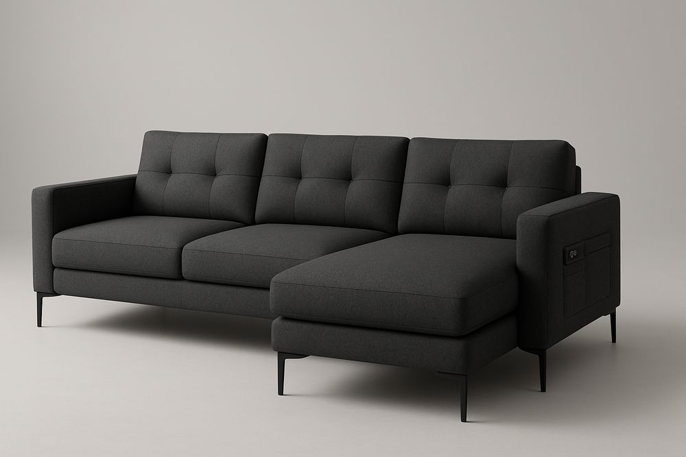 Canapé d’angle modulable en tissu avec méridienne droite-Albahaven