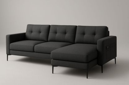 Canapé d’angle modulable en tissu avec méridienne droite-Albahaven