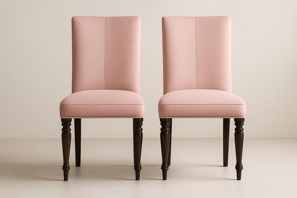 Lot de 2 chaises en bois massif avec assise en tissu polyester rose-Albahaven