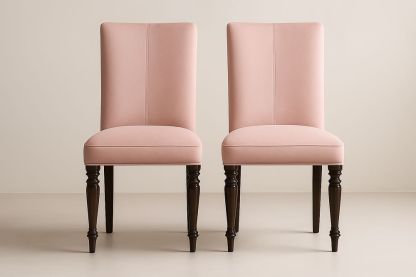 Lot de 2 chaises en bois massif avec assise en tissu polyester rose-Albahaven