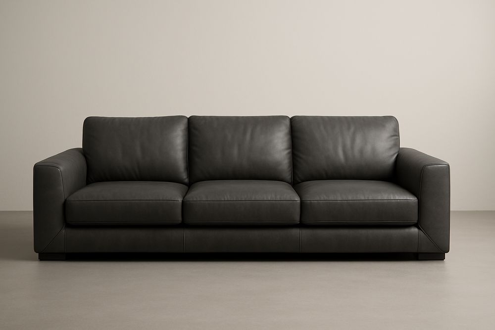 Canapé en cuir noir 230x95x85 cm-Albahaven