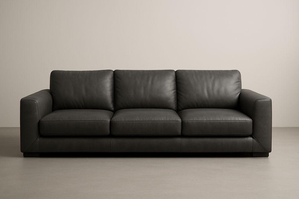 Canapé en cuir noir 230x95x85 cm-Albahaven