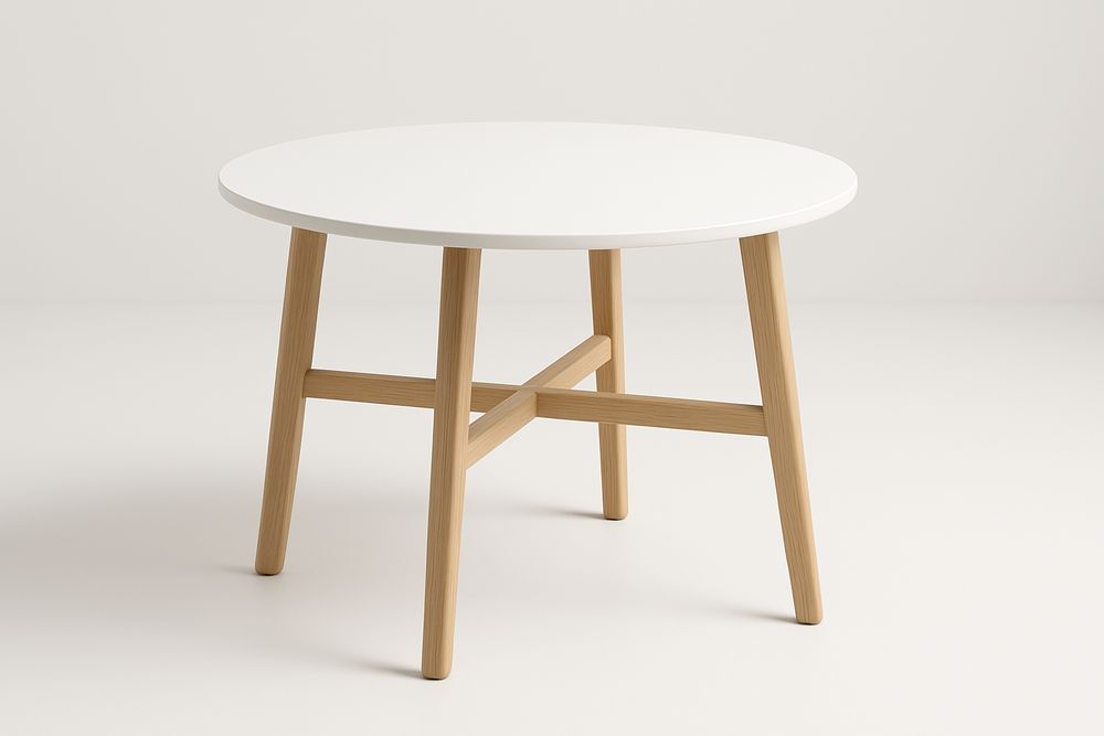 Table ronde en bois de chêne 75cm blanche-Albahaven