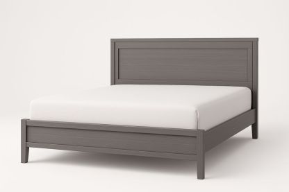 Lit en bois massif gris avec tête de lit 200x160x100 cm-Albahaven