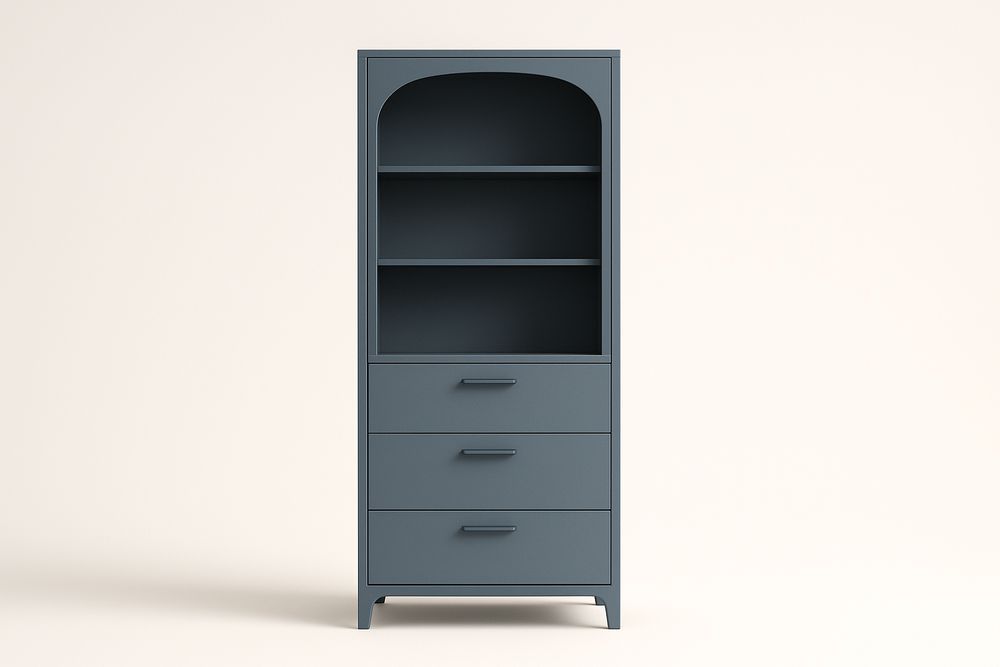 Bibliothèque en bois MDF gris avec étagères et tiroirs 190x80x40cm-Albahaven