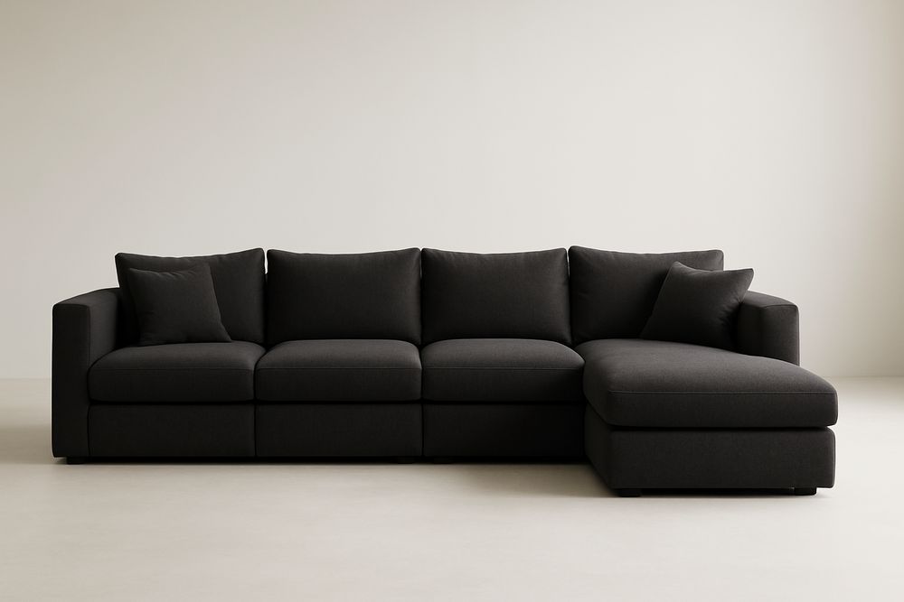 Canapé d'angle en tissu Noir 4 places-Albahaven