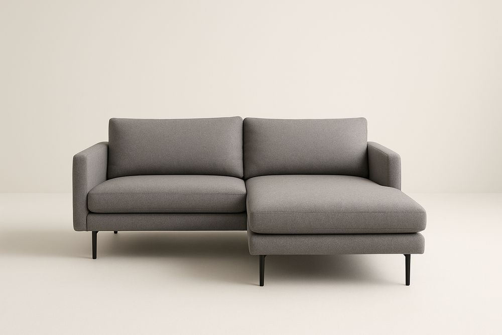 Canapé d'angle en tissu gris avec accoudoirs 215x155x85cm-Albahaven