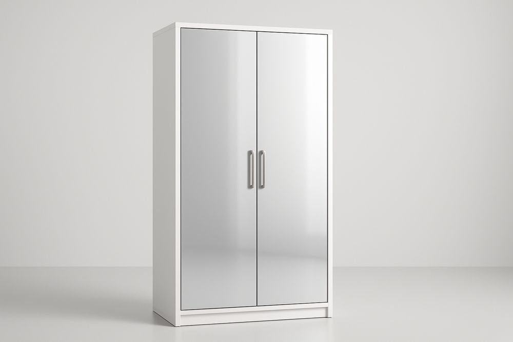 Armoire deux portes miroir blanc MDF 180 x 80 x 50 cm-Albahaven