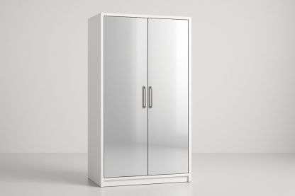 Armoire deux portes miroir blanc MDF 180 x 80 x 50 cm-Albahaven
