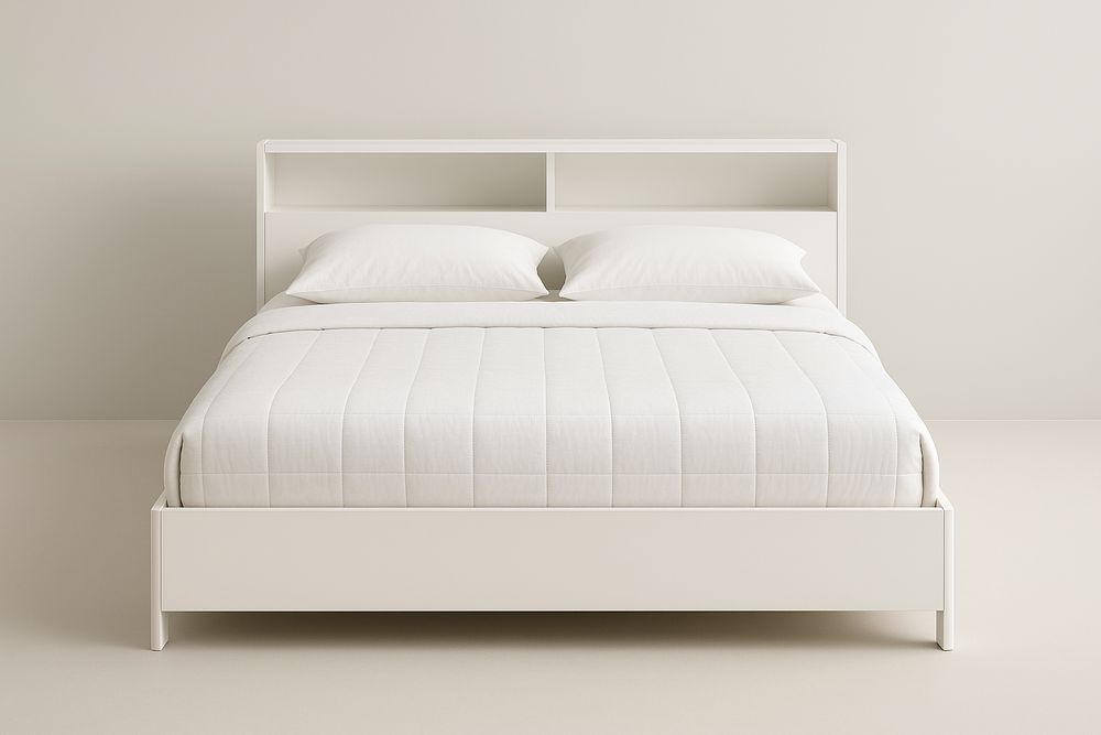 Lit double blanc avec rangement 200x140x90 cm ( Matelas non inclus )-Albahaven