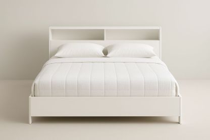 Lit double blanc avec rangement 200x140x90 cm ( Matelas non inclus )-Albahaven