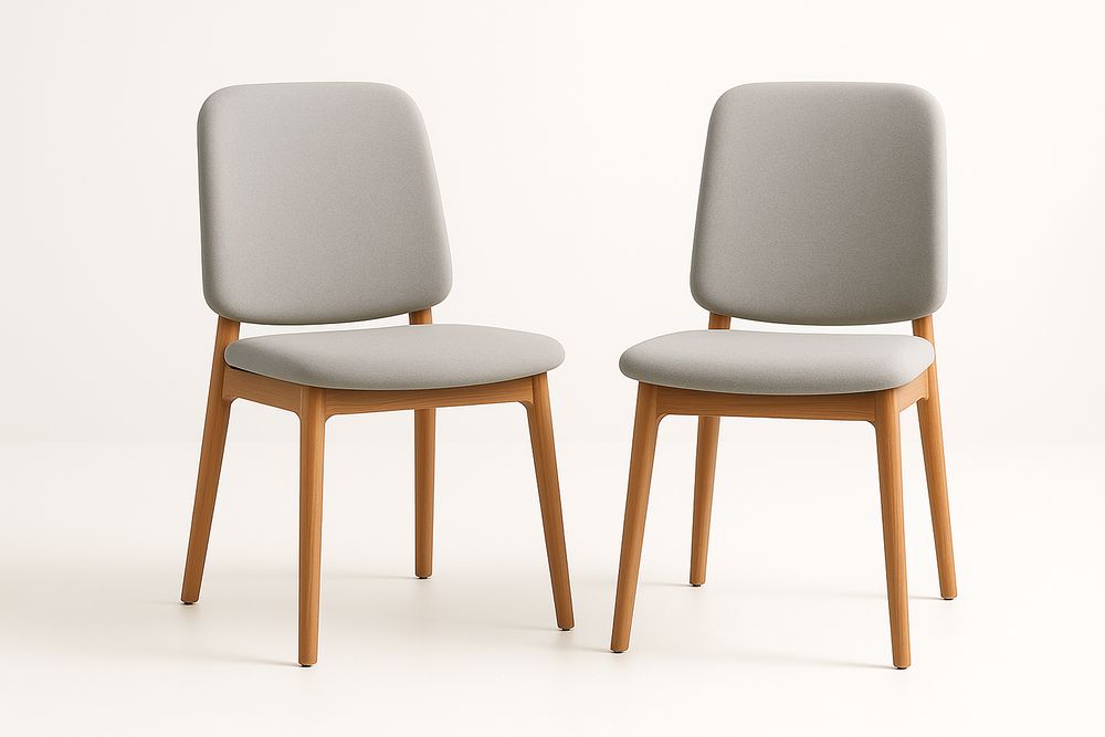 Chaises en bois massif avec revêtement en tissu gris, lot de 2-Albahaven