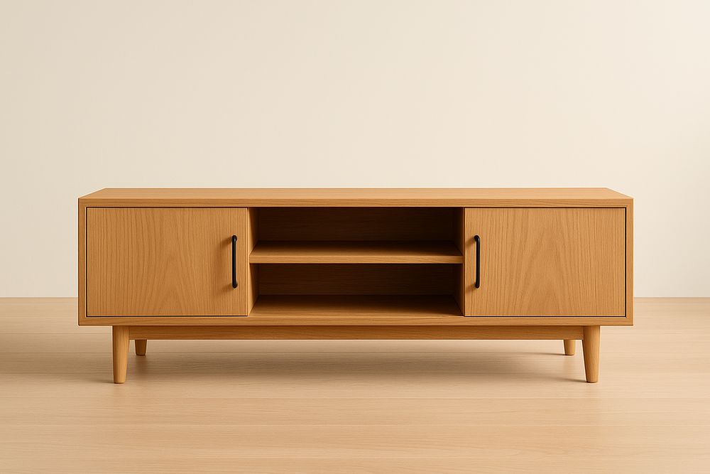 Meuble TV en chêne massif avec portes et étagères 120x40x45 cm-Albahaven