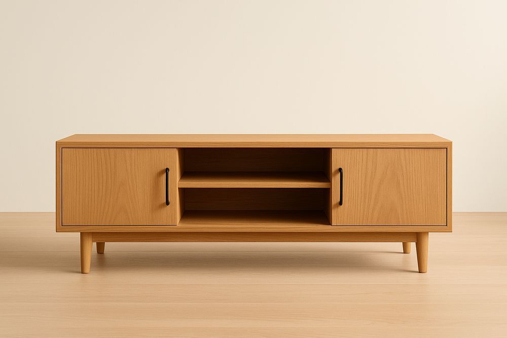 Meuble TV en chêne massif avec portes et étagères 120x40x45 cm-Albahaven