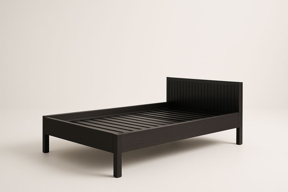 Lit simple en pin noir 200x90x80 cm-Albahaven