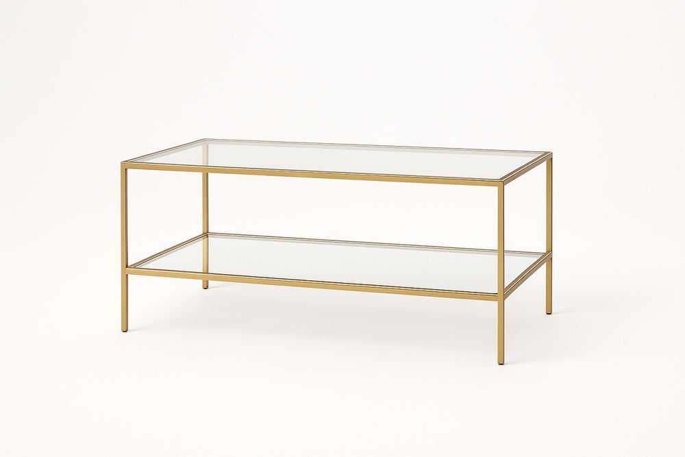 Table basse en verre trempé et métal doré 110x55x45 cm-Albahaven