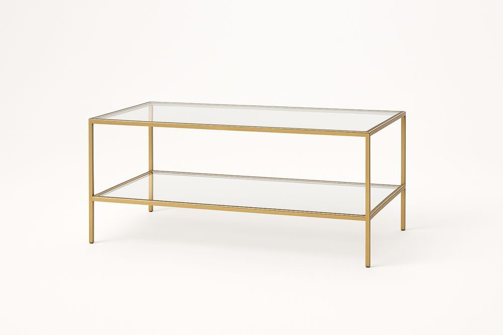 Table basse en verre trempé et métal doré 110x55x45 cm-Albahaven