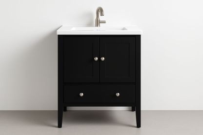 Meuble-lavabo noir avec lavabo en céramique-Albahaven