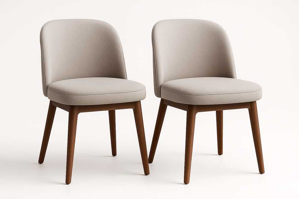 Paire de chaises en tissu polyester beige avec cadre en bois massif-Albahaven