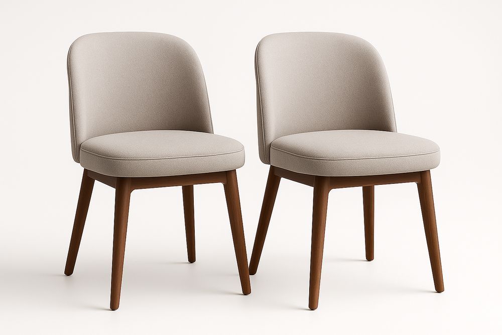 Paire de chaises en tissu polyester beige avec cadre en bois massif-Albahaven