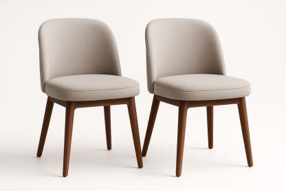 Paire de chaises en tissu polyester beige avec cadre en bois massif-Albahaven