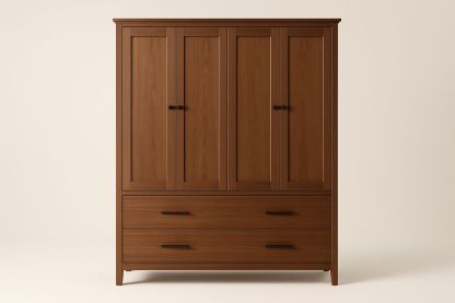 Garde-robe en bois massif avec 4 portes et 2 tiroirs-Albahaven