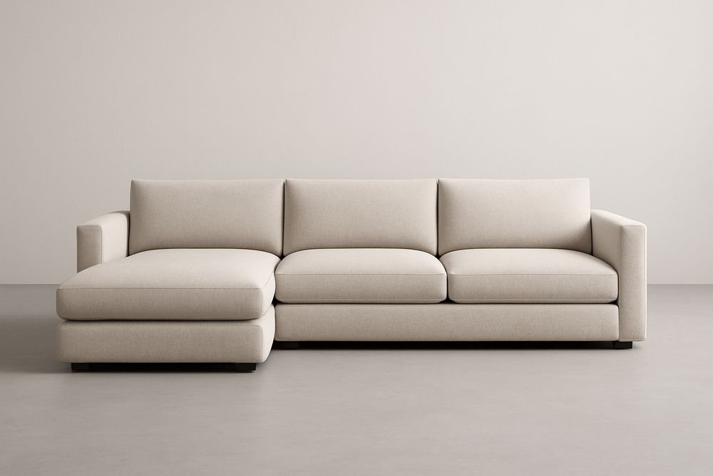 Canapé d'angle tissu beige 3 places-Albahaven