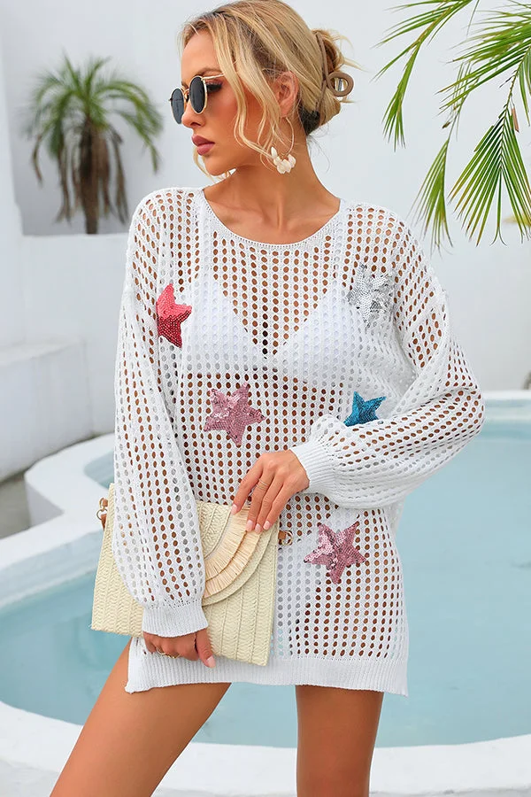 Hollow Pentagram Design Swimsuit Cover Up