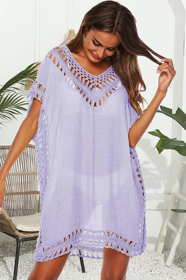 Fashion Hollow V Neck Swimsuits Cover Up