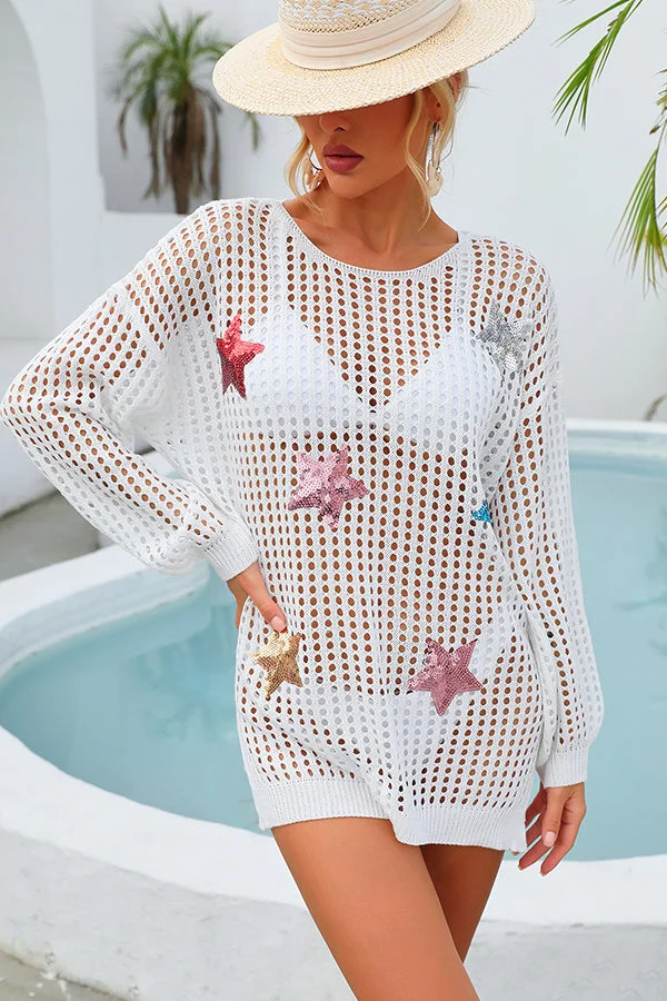 Hollow Pentagram Design Swimsuit Cover Up