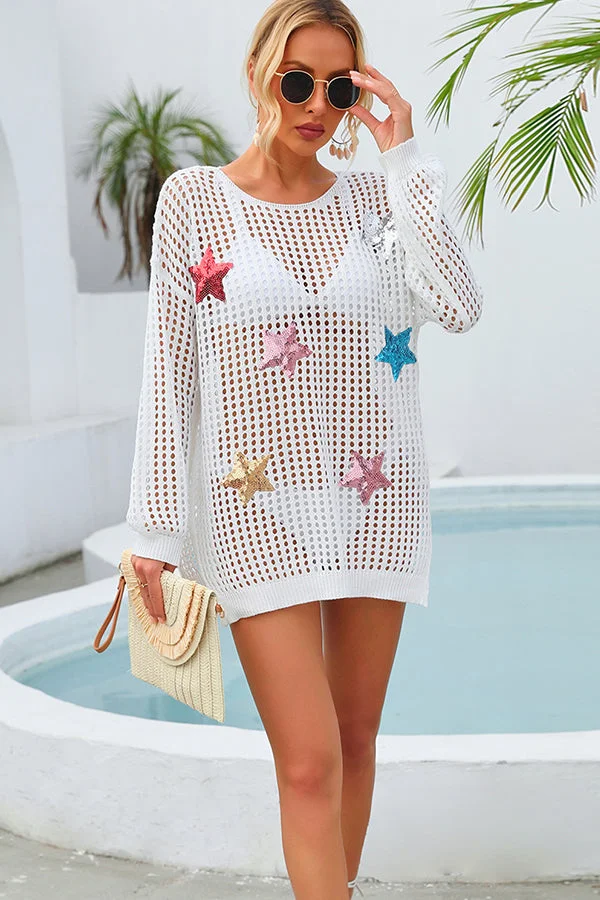 Hollow Pentagram Design Swimsuit Cover Up